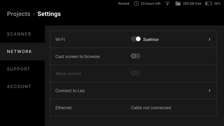 artec-leo-network-settings-cast-screen