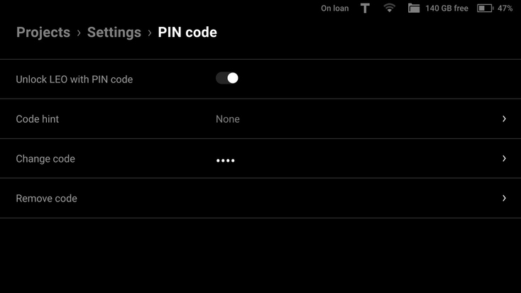 artec-leo-pin-code-settings