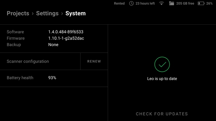 artec-leo-system-check-for-updates